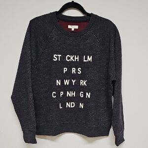 Madewell Tour Guide Crewneck Sweatshirt, Heather Charcoal Black, Size L, NEW